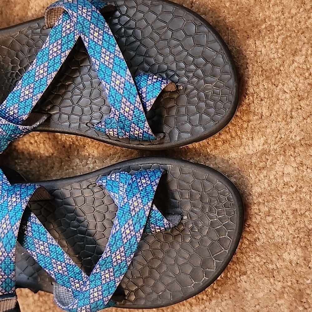 Chaco Classic Z/2 Sandals in Teal purple diamond weave - Picture 2 of 13